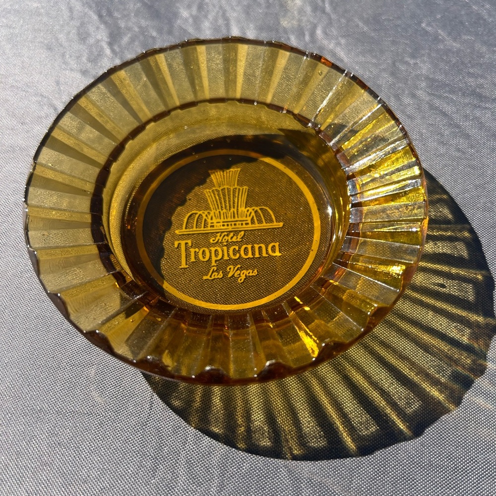 Vintage TROPICANA Hotel & Casino Las Vegas Glass Ashtray - Amber,